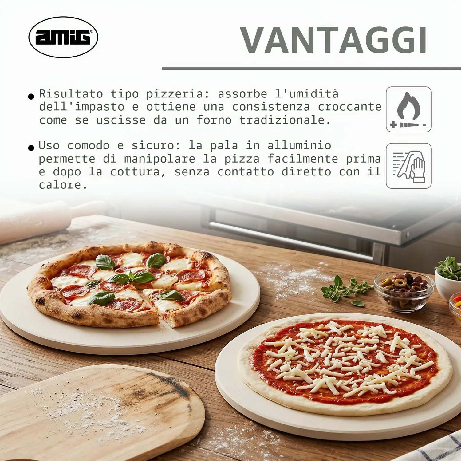 Amig AM27 kit pizza pietra 33 cm forno barbecue