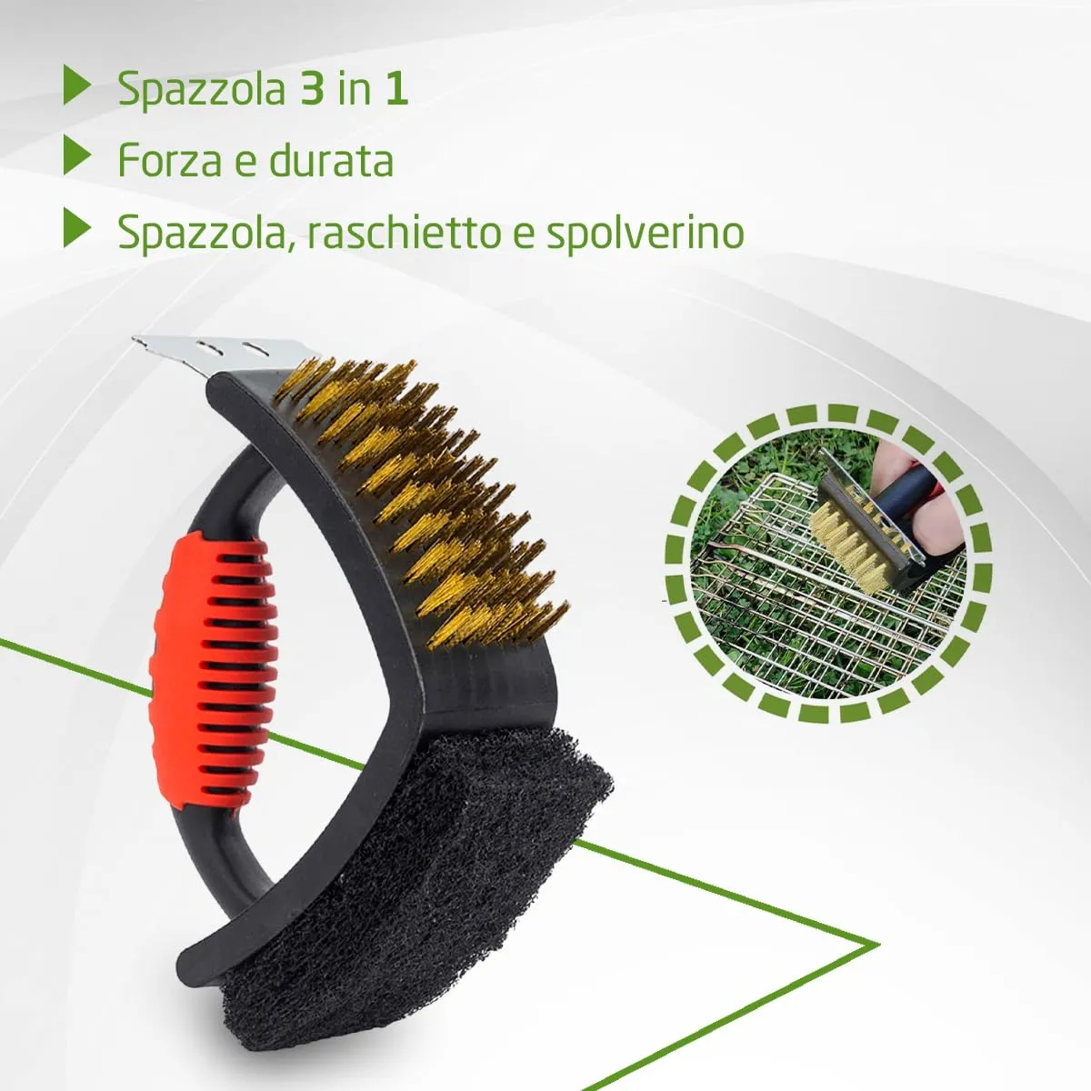 Amig Fireplus Spazzola Barbecue 3 in 1 Rame 16,5 cm