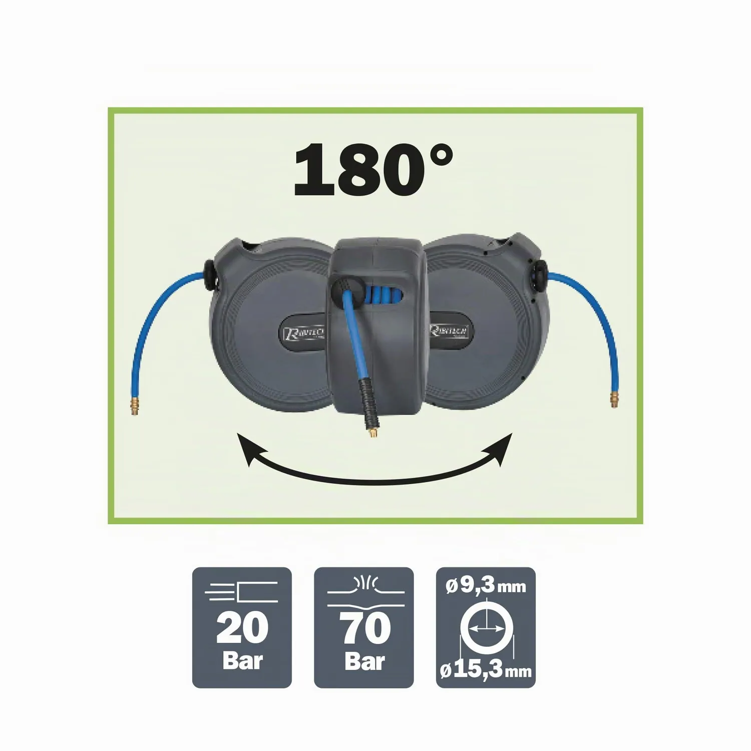 Ribimex PRDATR151 Avvolgitubo aria automatico 15 m PVC
