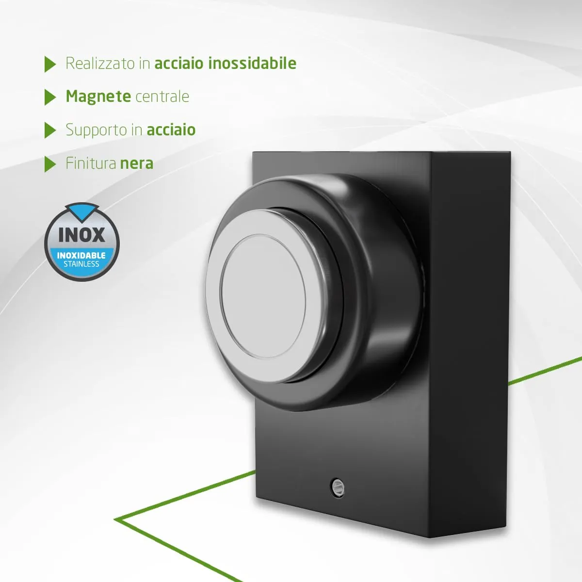 Amig fermaporta magnetico pavimento nero 36 mm inox