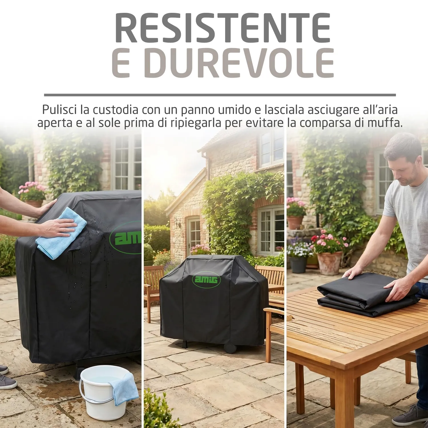 Amig AM31 Copertura Barbecue 117x66x117 cm Nera Impermeabile
