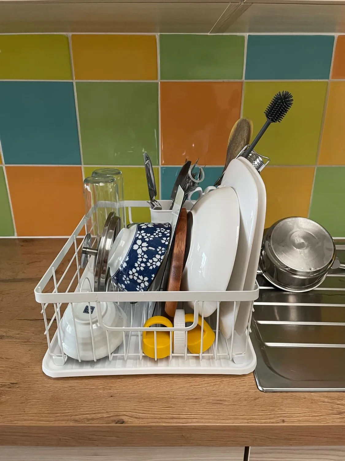 Amig Graz Scolapiatti Bianco 42 cm con Vassoio 10 Piatti