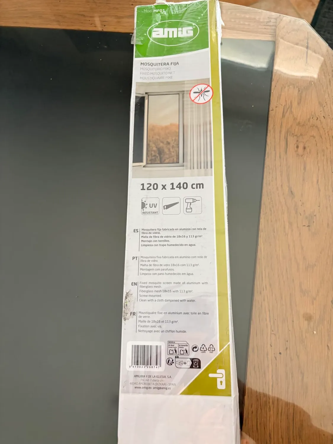 Amig MF01 zanzariera fissa 120x140 cm alluminio bianco