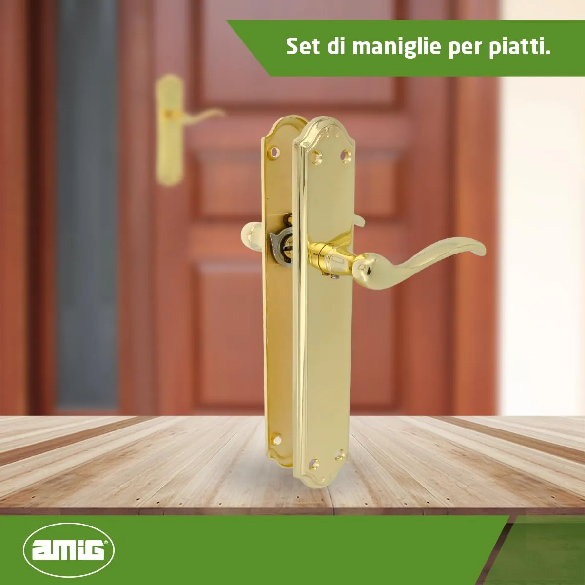 Amig Set Maniglia con Placca Oro 248 mm Porte Interne