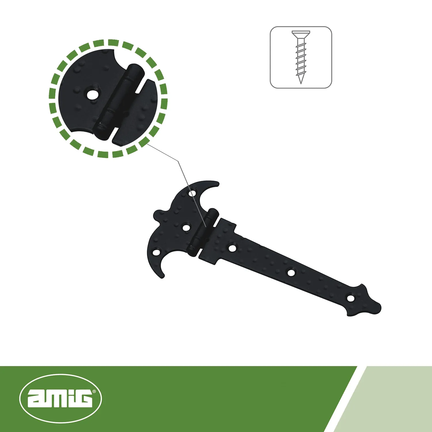 Amig 551 cerniera a 2 pale nera 120x73 mm acciaio forgiato