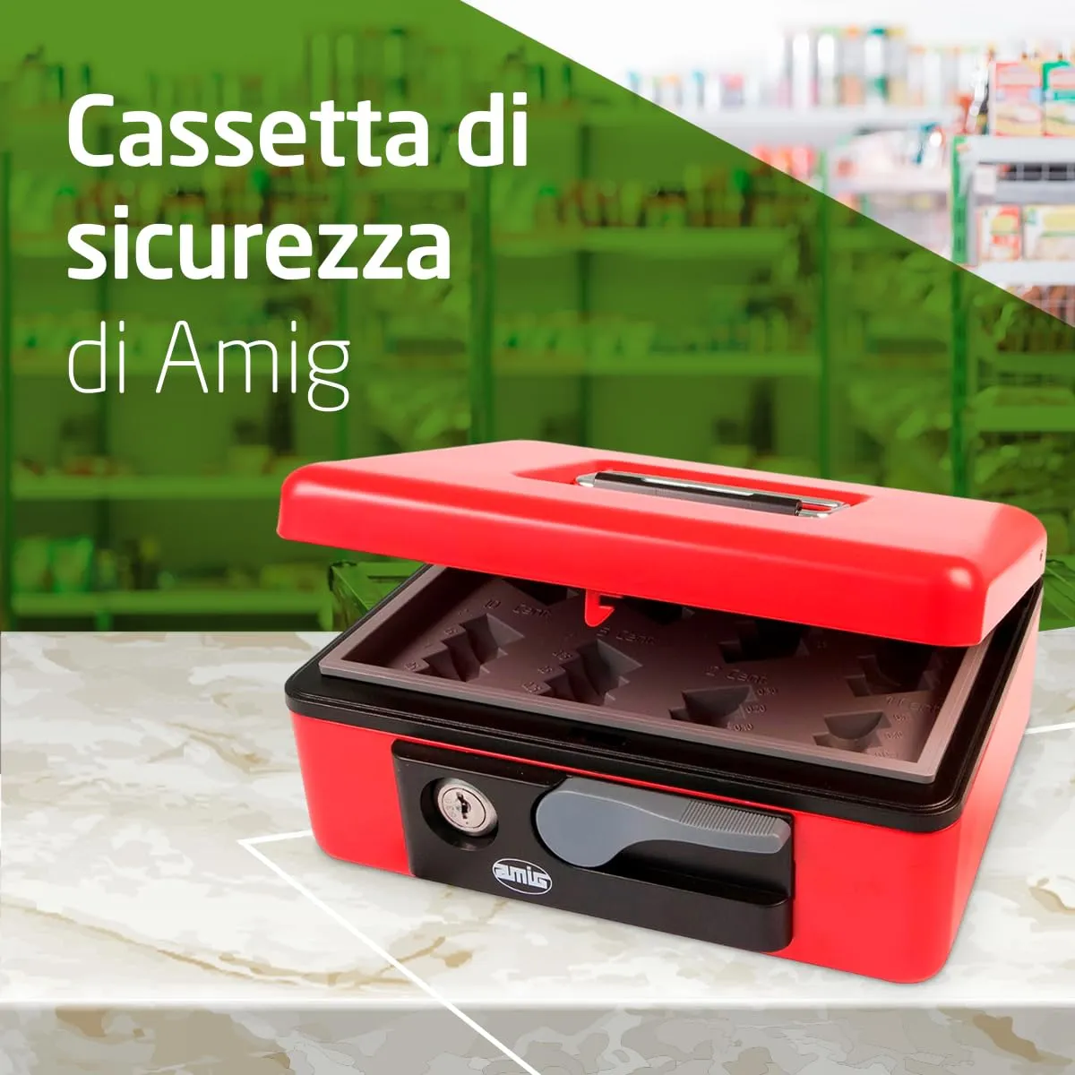 Amig Cassetta Sicurezza Rossa 165x125x80 mm Acciaio