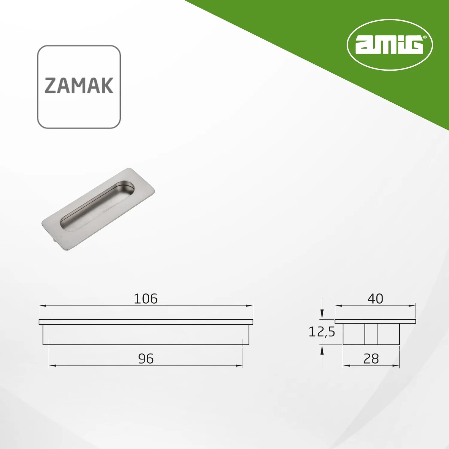 Amig 847 maniglia mobili 96 mm nichel spazzolato 2 pezzi