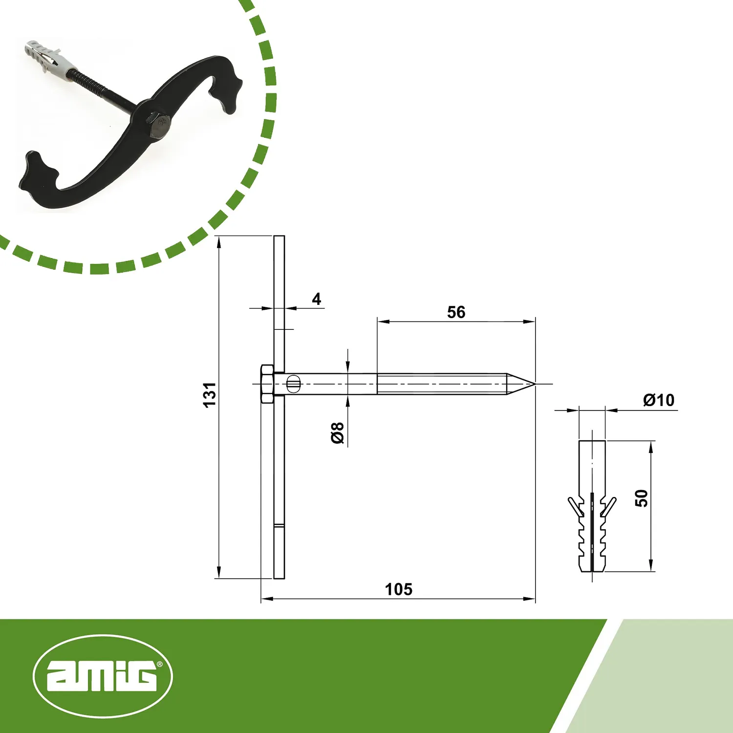 Amig fermaposte a spirale Mod.1 nero opaco 15 cm singolo