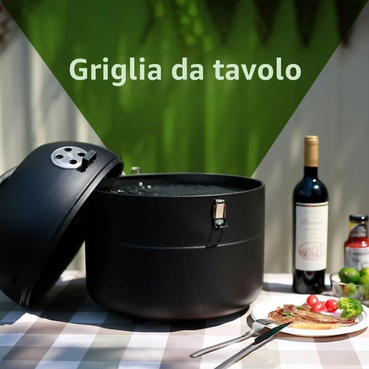 Amig Barbecue a Carbone da Tavolo Ø29 cm Nero Portatile