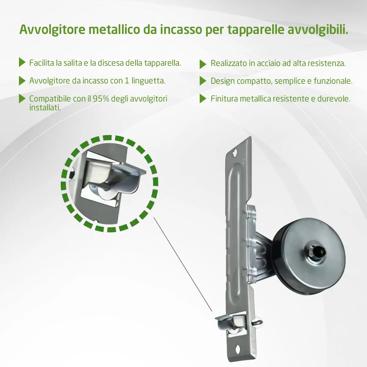Amig avvolgitore tapparella incasso 22 mm acciaio