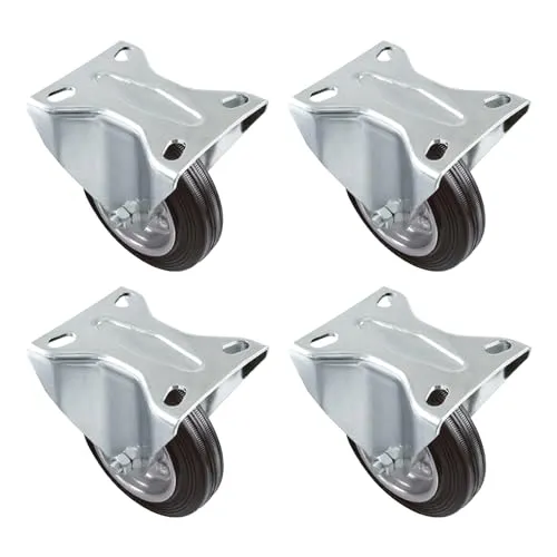 Amig set 4 ruote fisse 100 mm gomma nera 100 kg