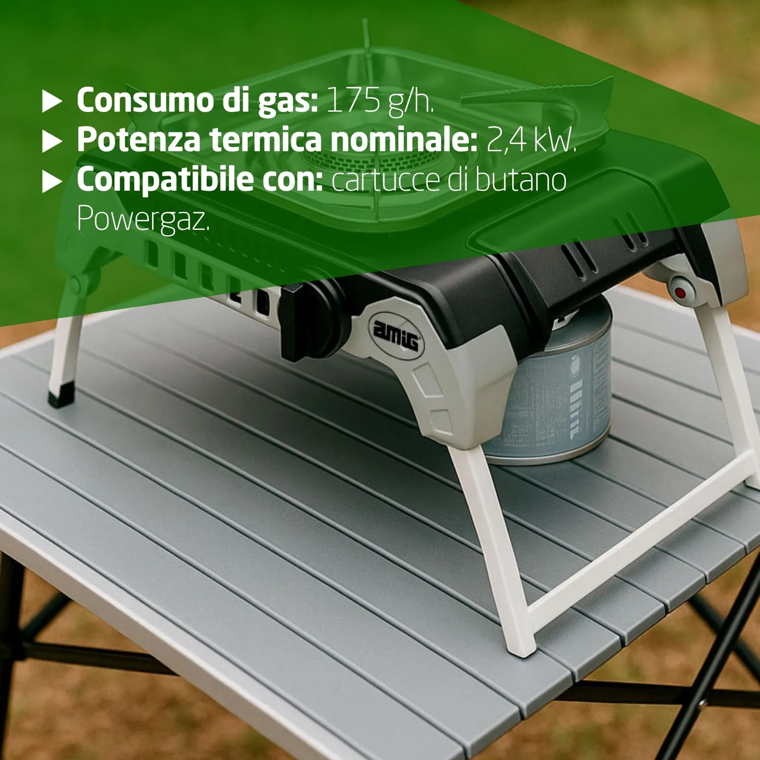 Amig Camping Gas Mount fornello gas portatile 2,4 kW