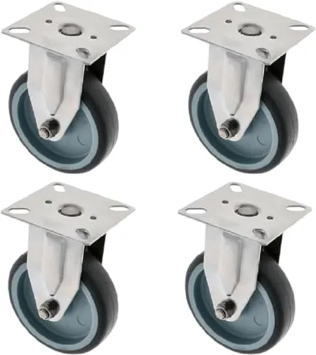 Amig Set 4 Ruote Fisse Ø 100 inox gomma nera 90 kg