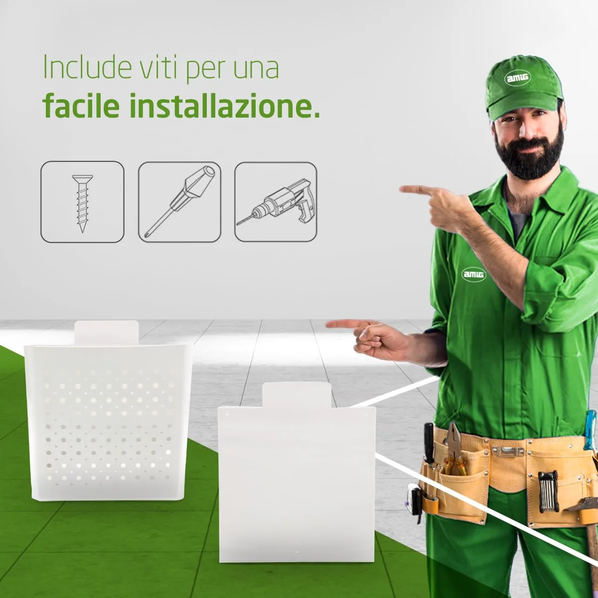 Amig Cassetta postale cestino 32x36x19 cm acciaio bianco
