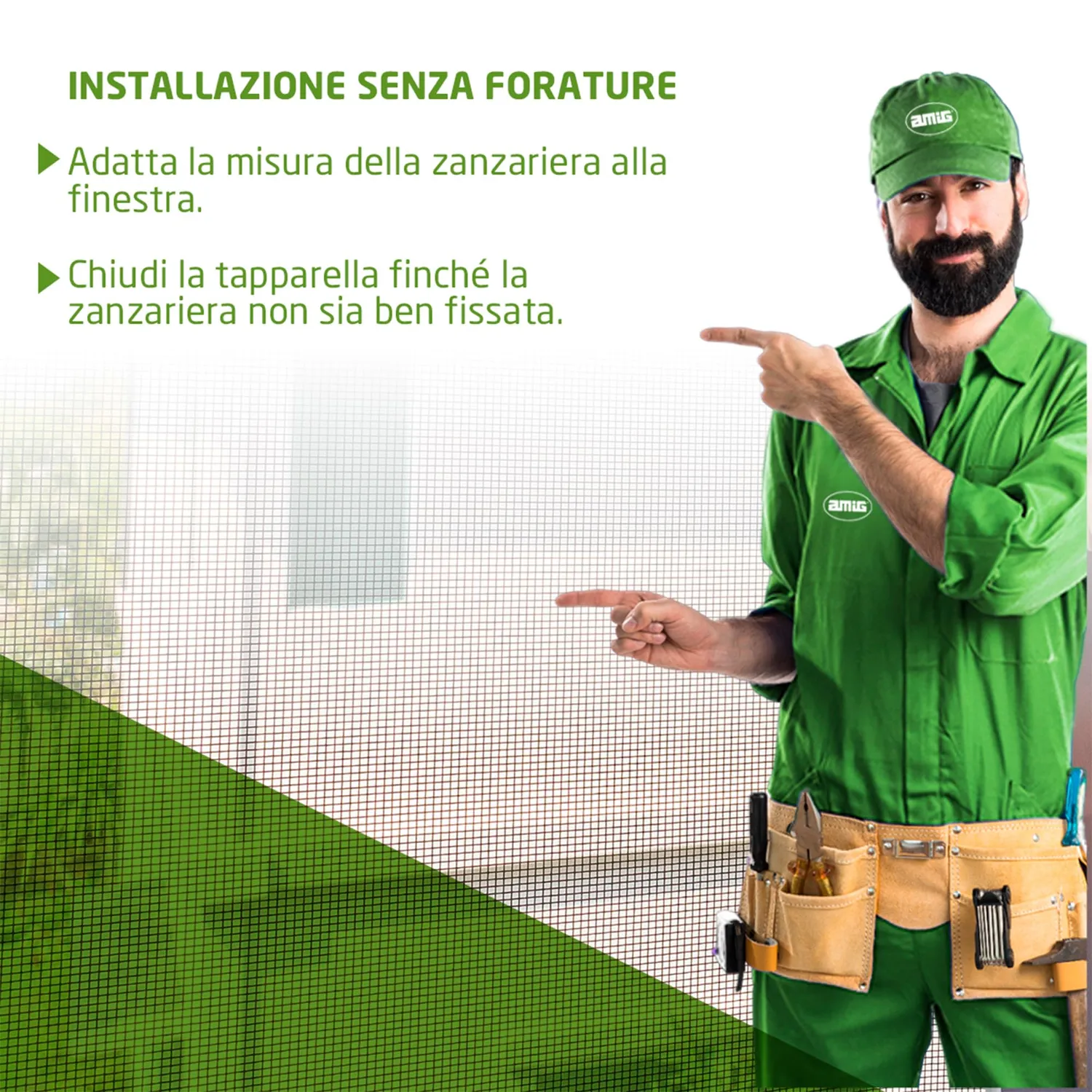 Amig Zanzariera Finestra Estensibile 70x50 cm Bianca