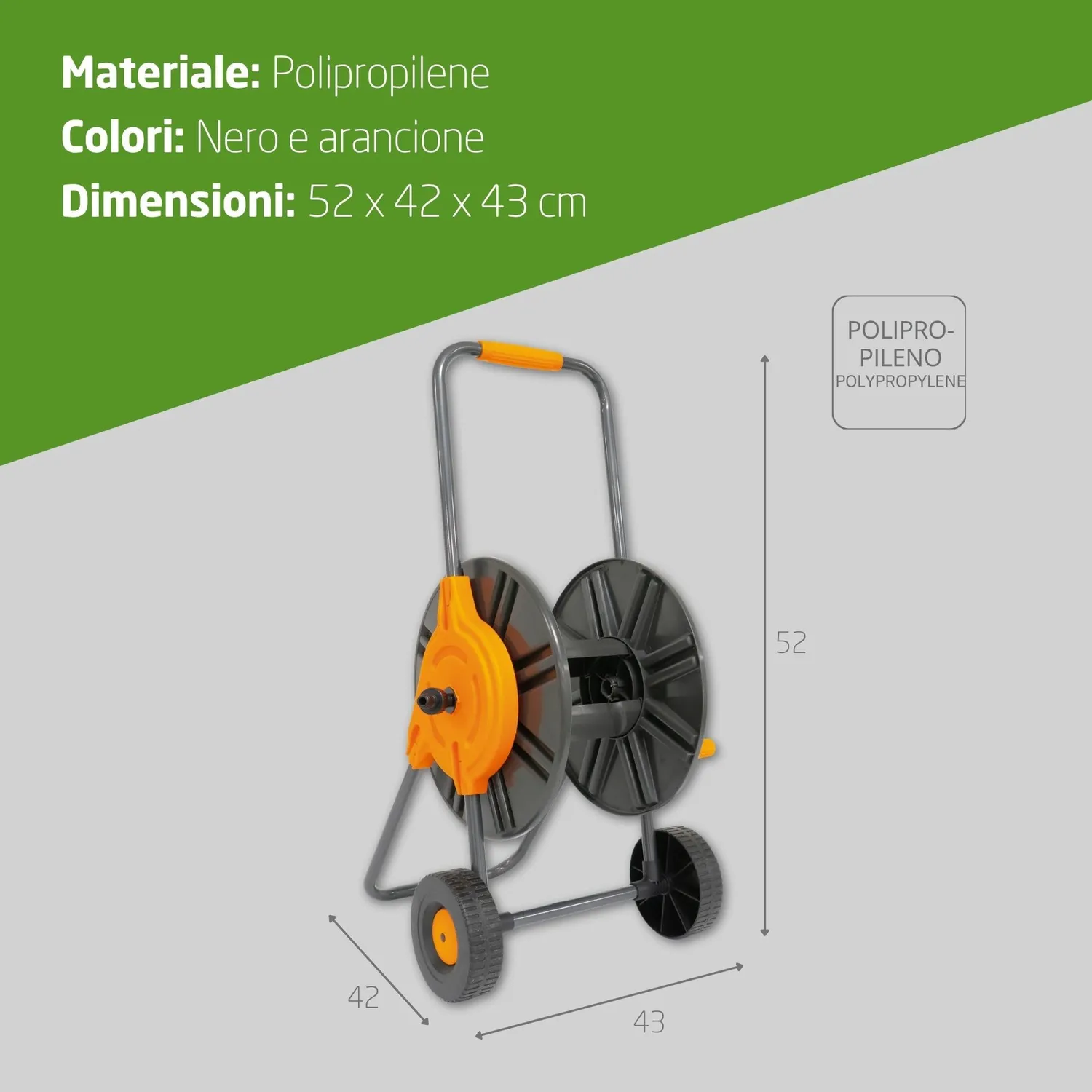 Amig carrello avvolgitubo 60 m arancione e grigio