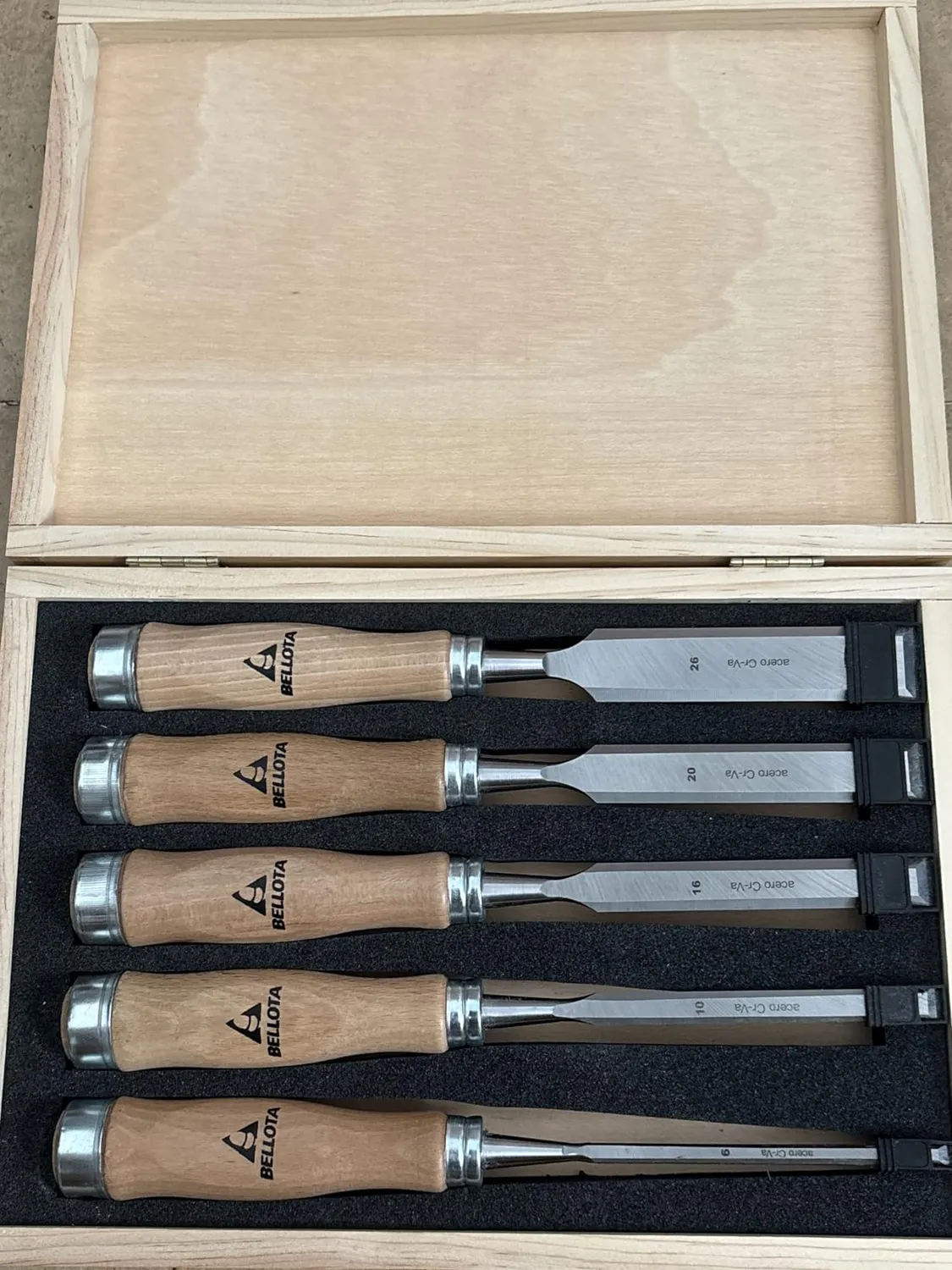 Bellota kit 5 scalpelli manico legno acciaio cromo vanadio