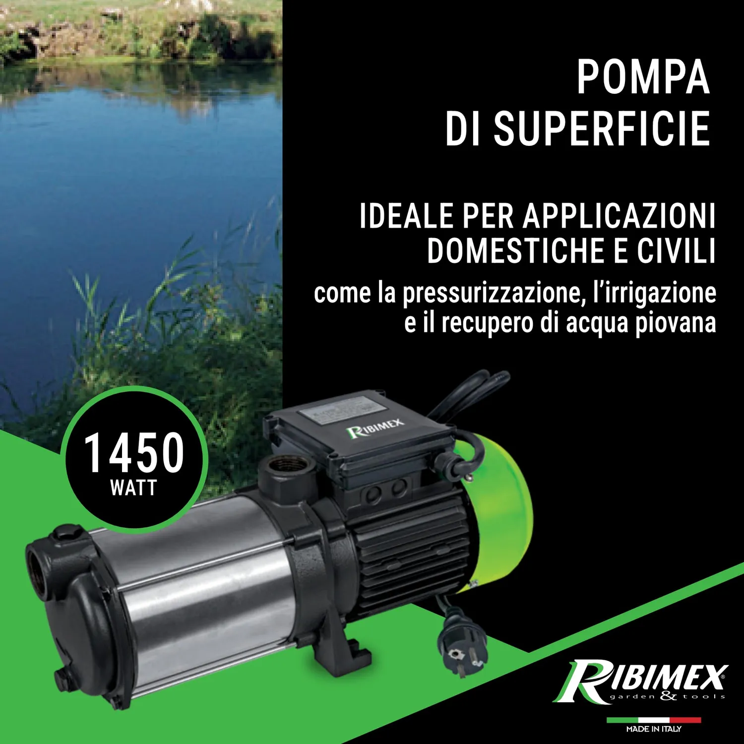 Ribimex Multicellulare Pompa di Superficie 1450 W 55 m