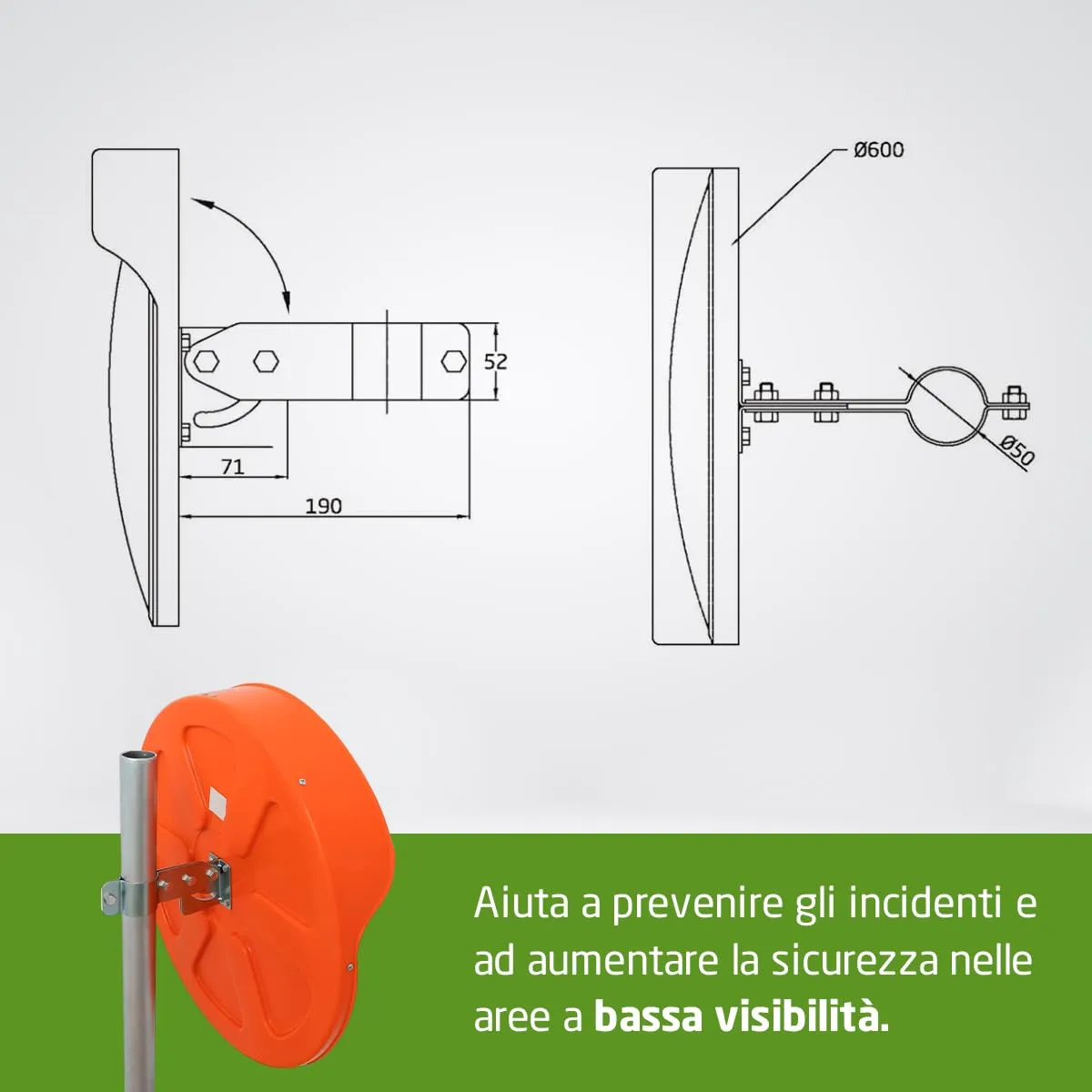 Amig specchio convesso sorveglianza 60 cm arancione