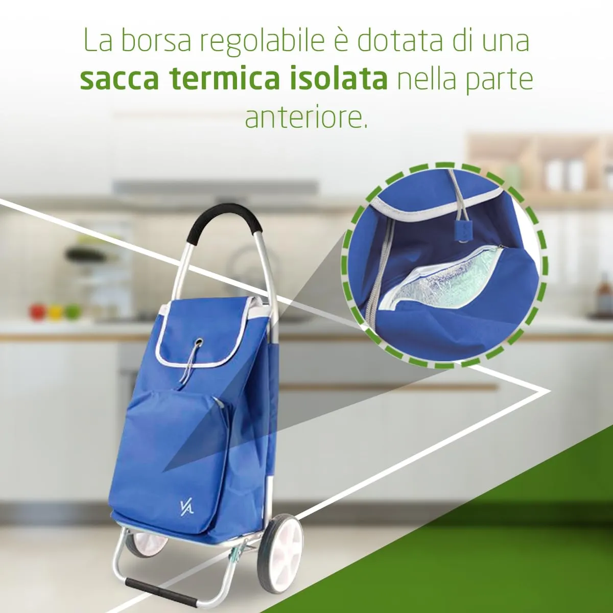 Amig Carrello Spesa 2 Ruote Blu 50L 15kg Alluminio