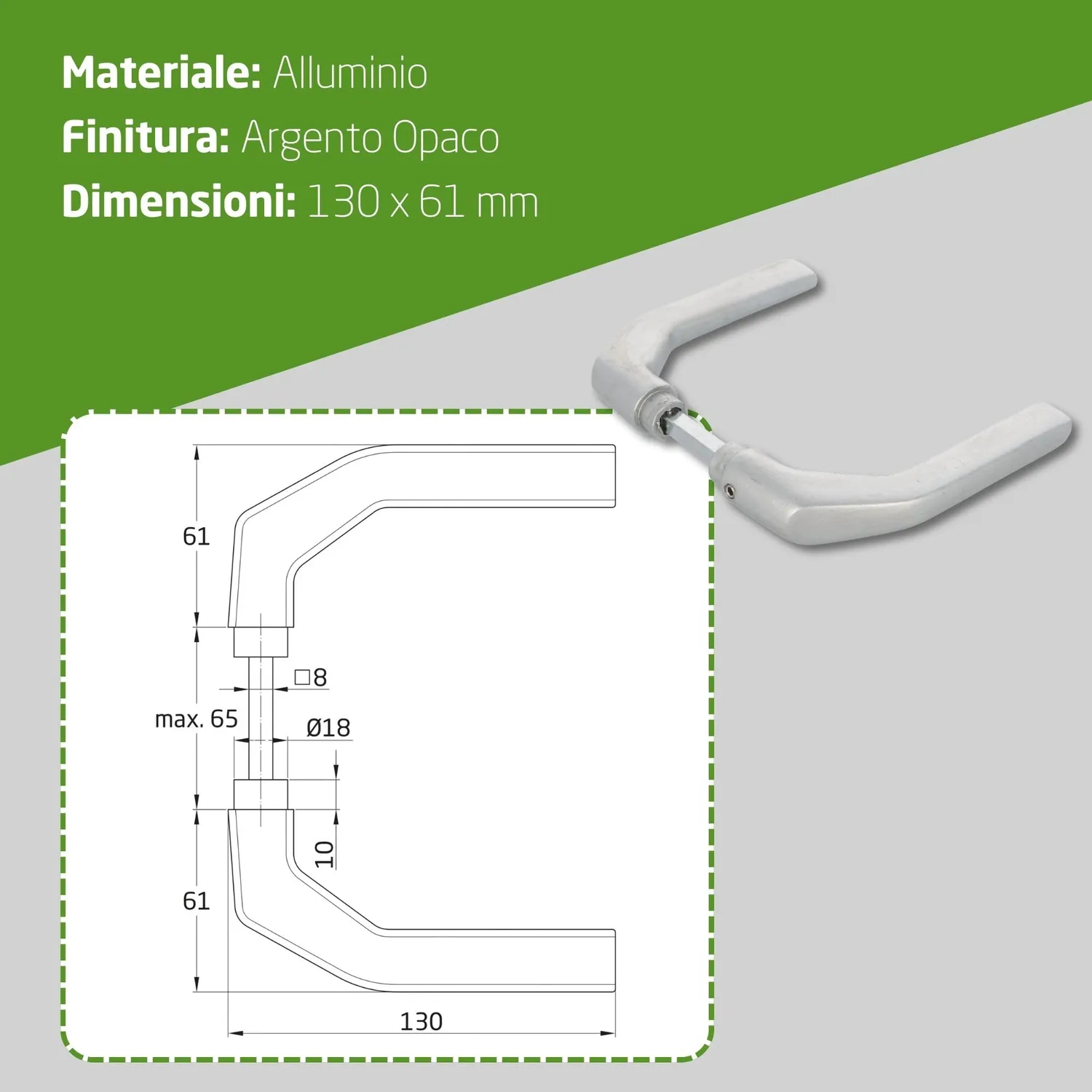 Amig 2113 maniglia porte interne alluminio 130x61 mm