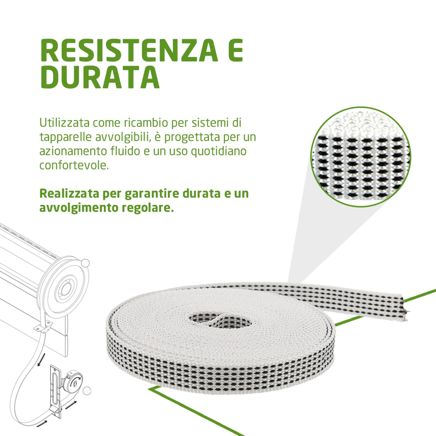 Amig Nastro Avvolgitore Tapparella 20 mm x 6 m Resistente UV