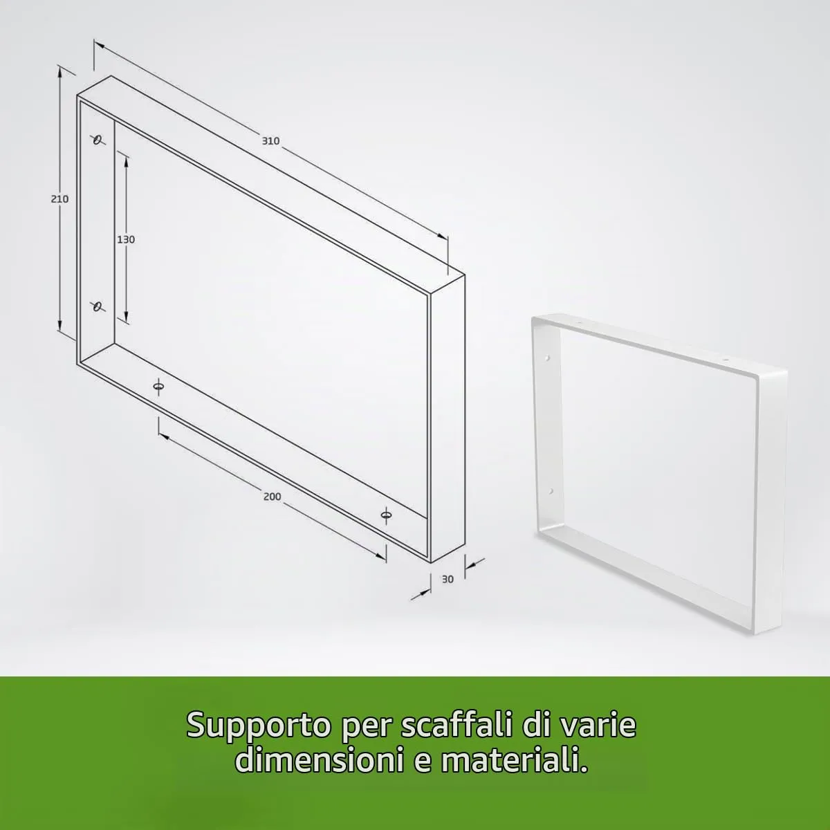 Amig Supporto Mensola Industriale Bianco 211x311 mm Acciaio