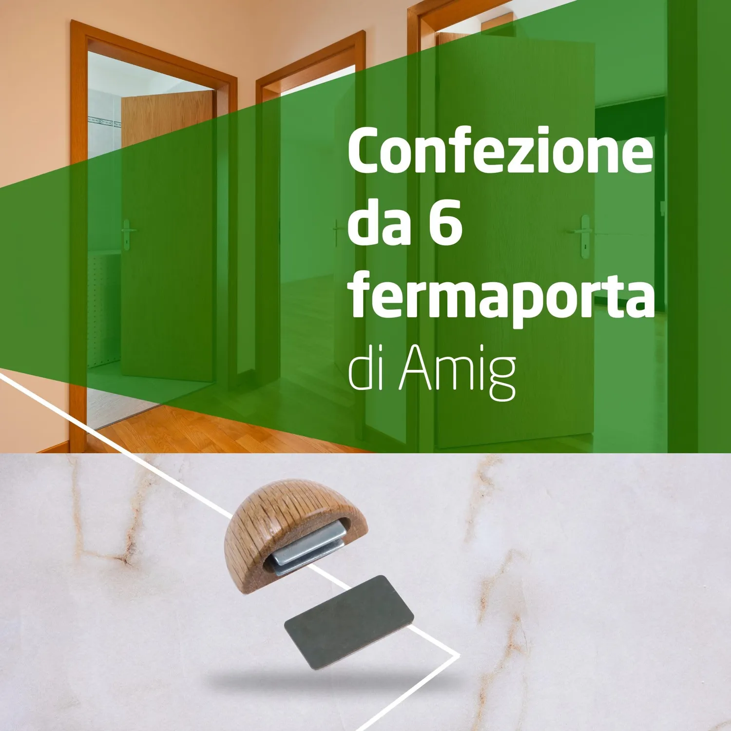 Amig fermaporta magnetico rovere 48x25 mm 6 pezzi
