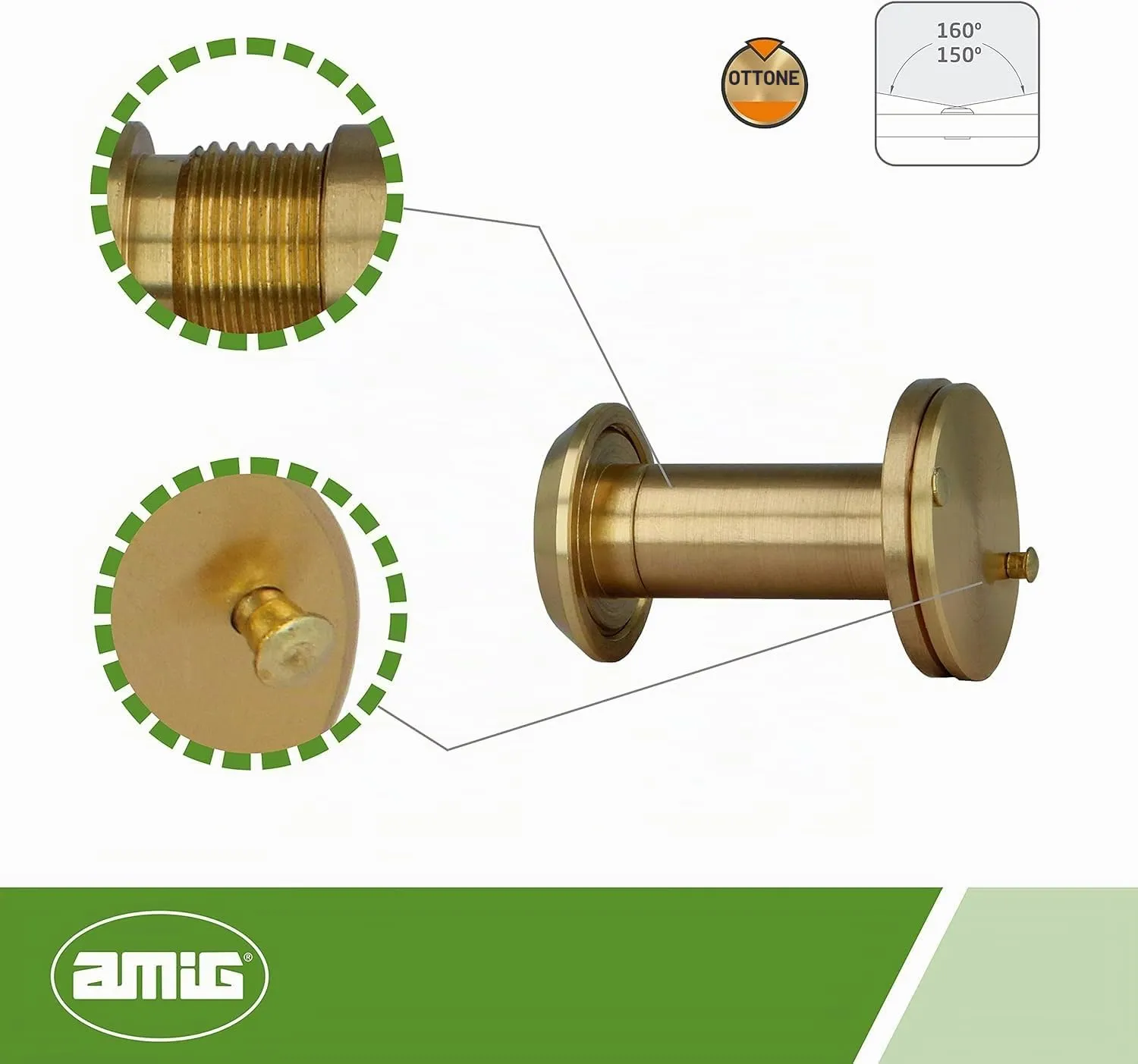 Amig Spioncino Ottone Lucido Porte 35-60 mm