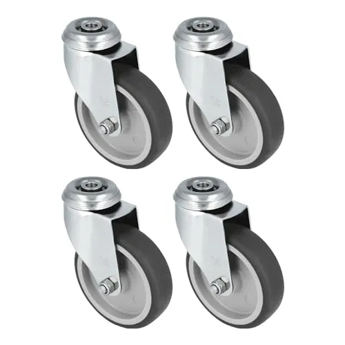 Amig Ruote Ø100 mm Set 4 Inox Gomma Nera 90 Kg