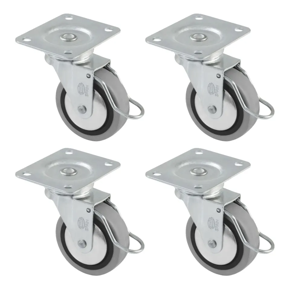 Amig 2503 Set 4 Rotelle Gomma Grigia 60mm con Freno