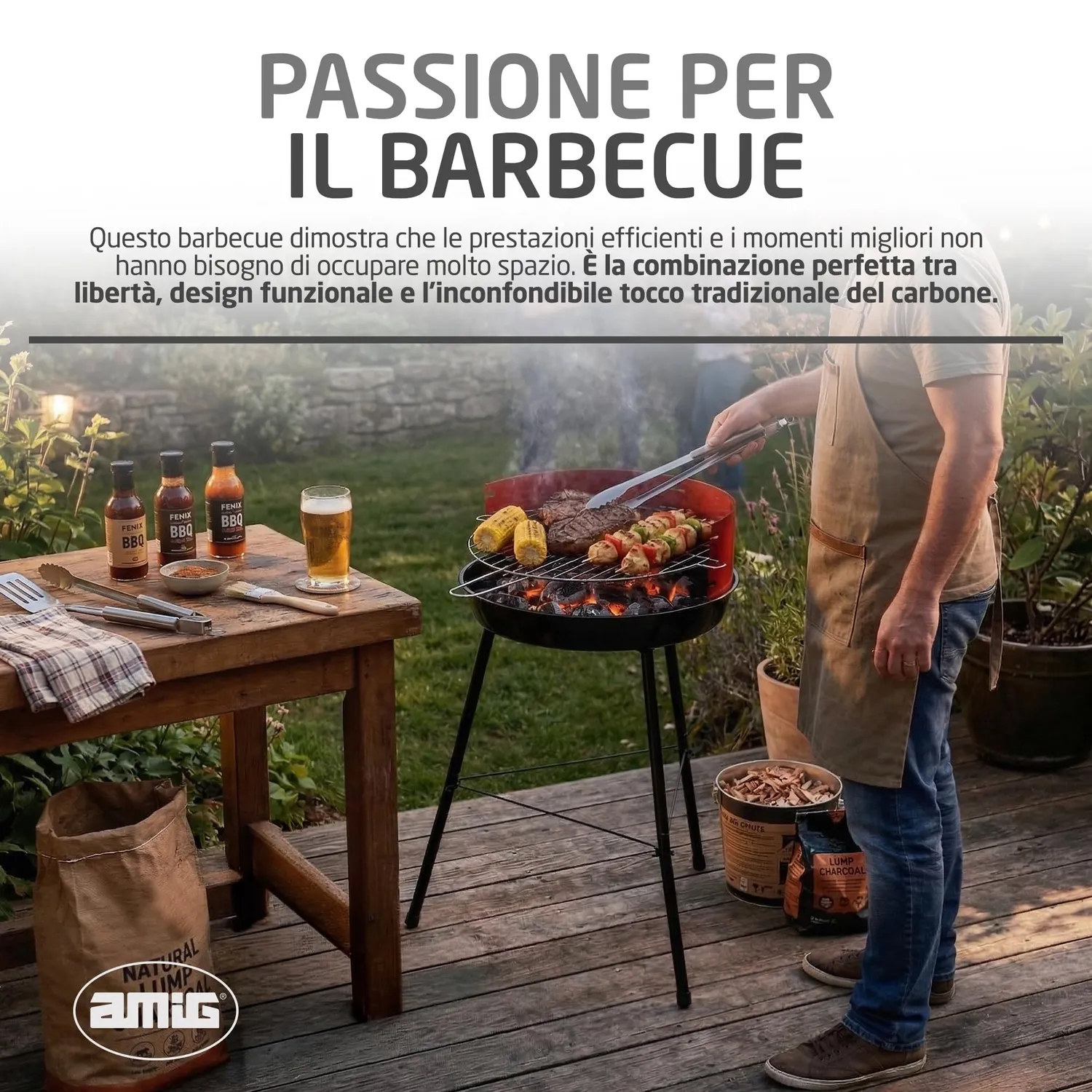 Amig Fenix Barbecue a Carbone 57x54x84 cm Nero