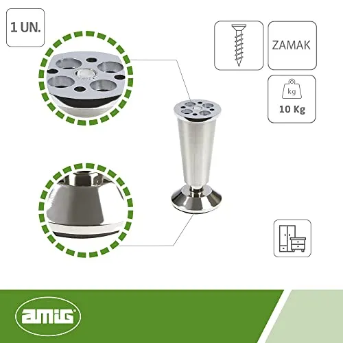 Amig Pata 8 piedino mobile 100 mm nichel spazzolato