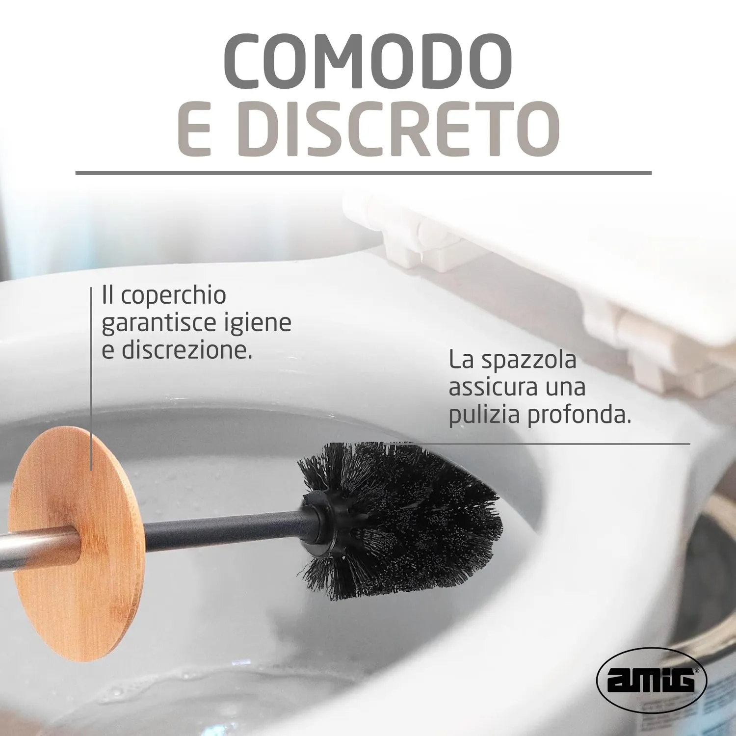 Amig Naturline set bagno nero acciaio e bambu