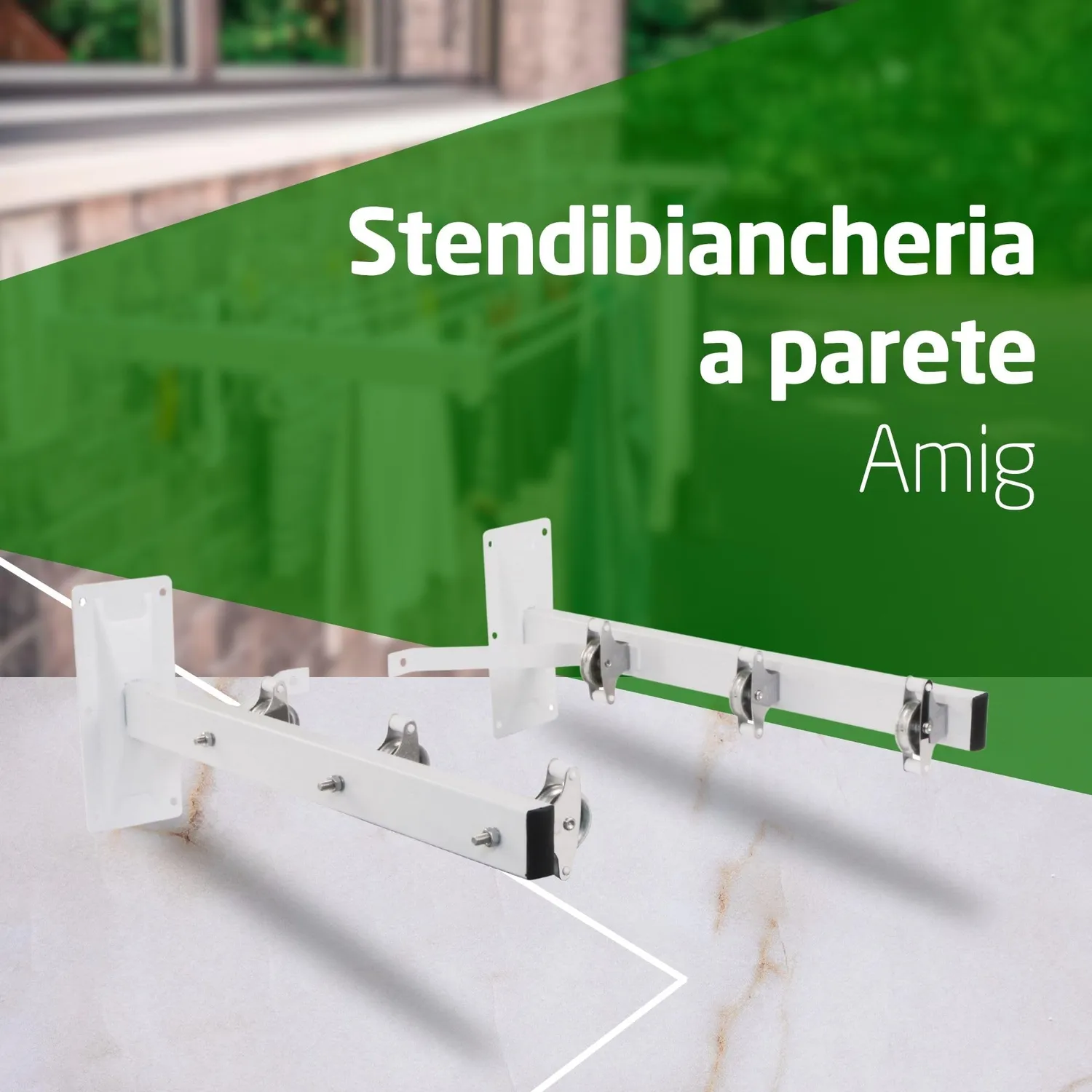 Amig Mod.3 stendibiancheria parete 450mm bianco acciaio