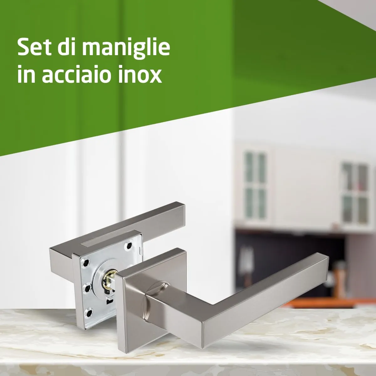 Amig maniglie porte rosetta quadrata nere inox