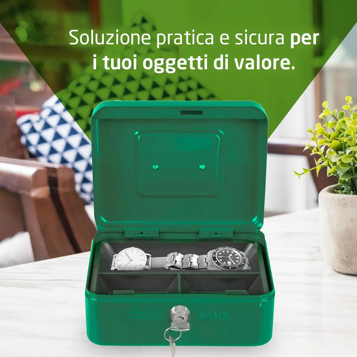 Amig cassetta sicurezza verde 150x110x70 mm acciaio