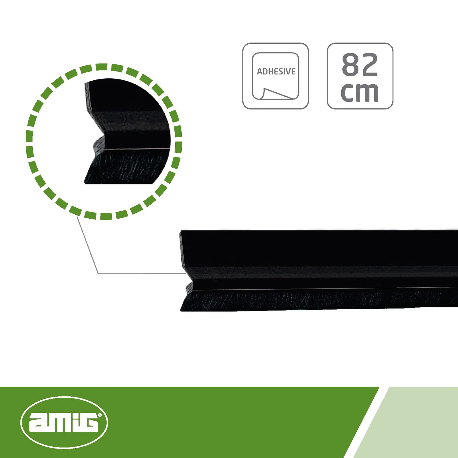 Amig paraspifferi adesivo spazzola 82 cm nero