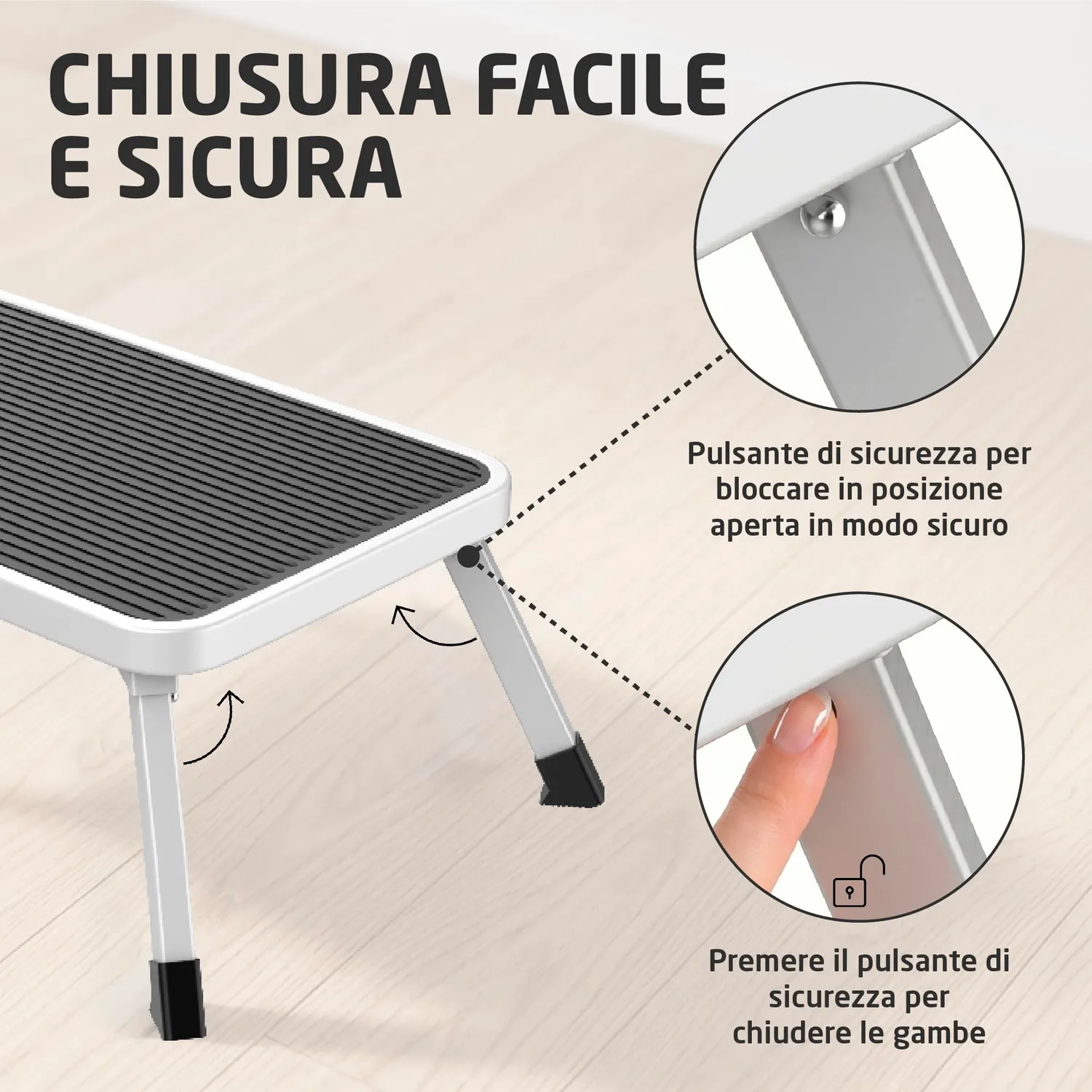 Amig sgabello pieghevole 1 gradino bianco 150 kg