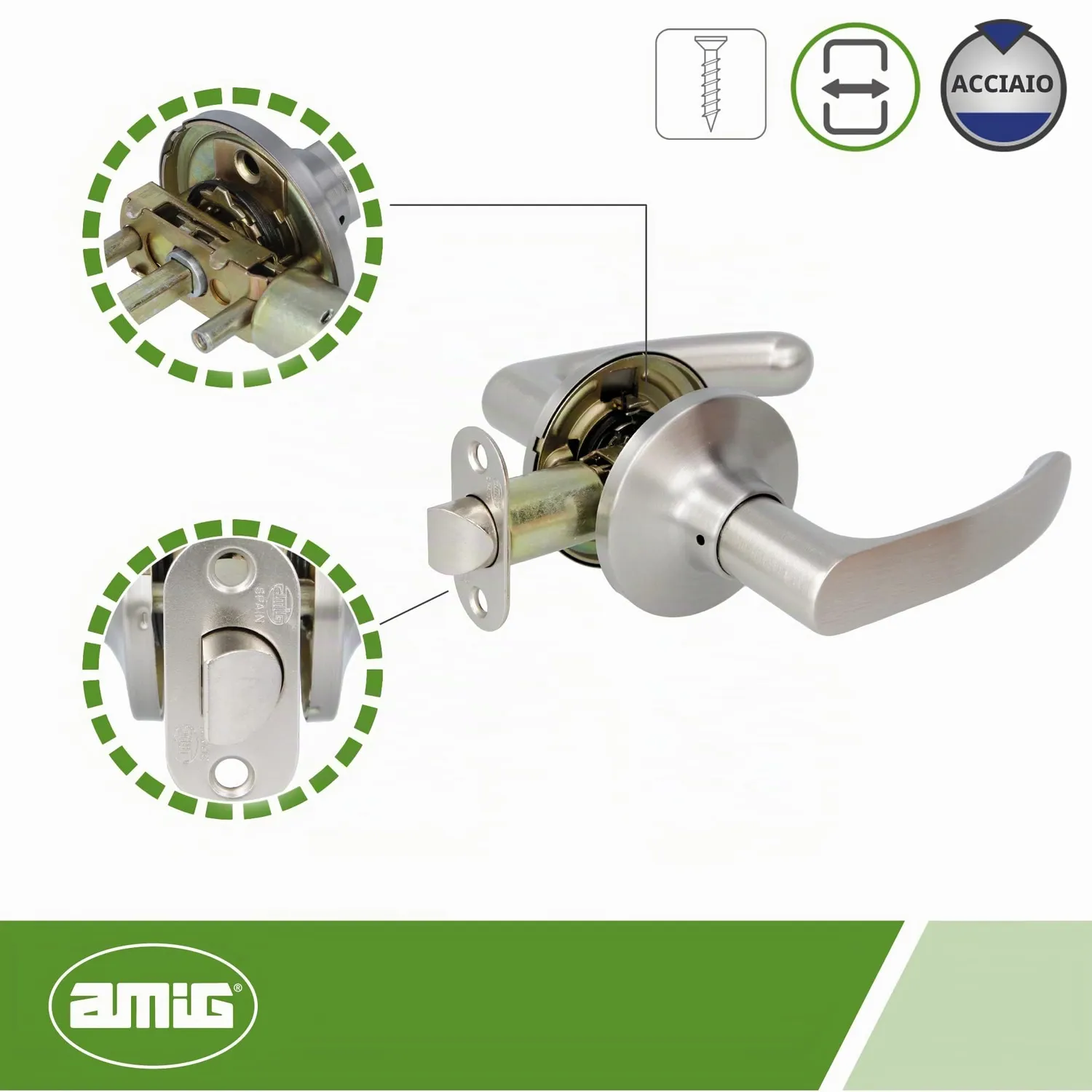 Amig maniglia passo porte interne cromato opaco 60/70 mm