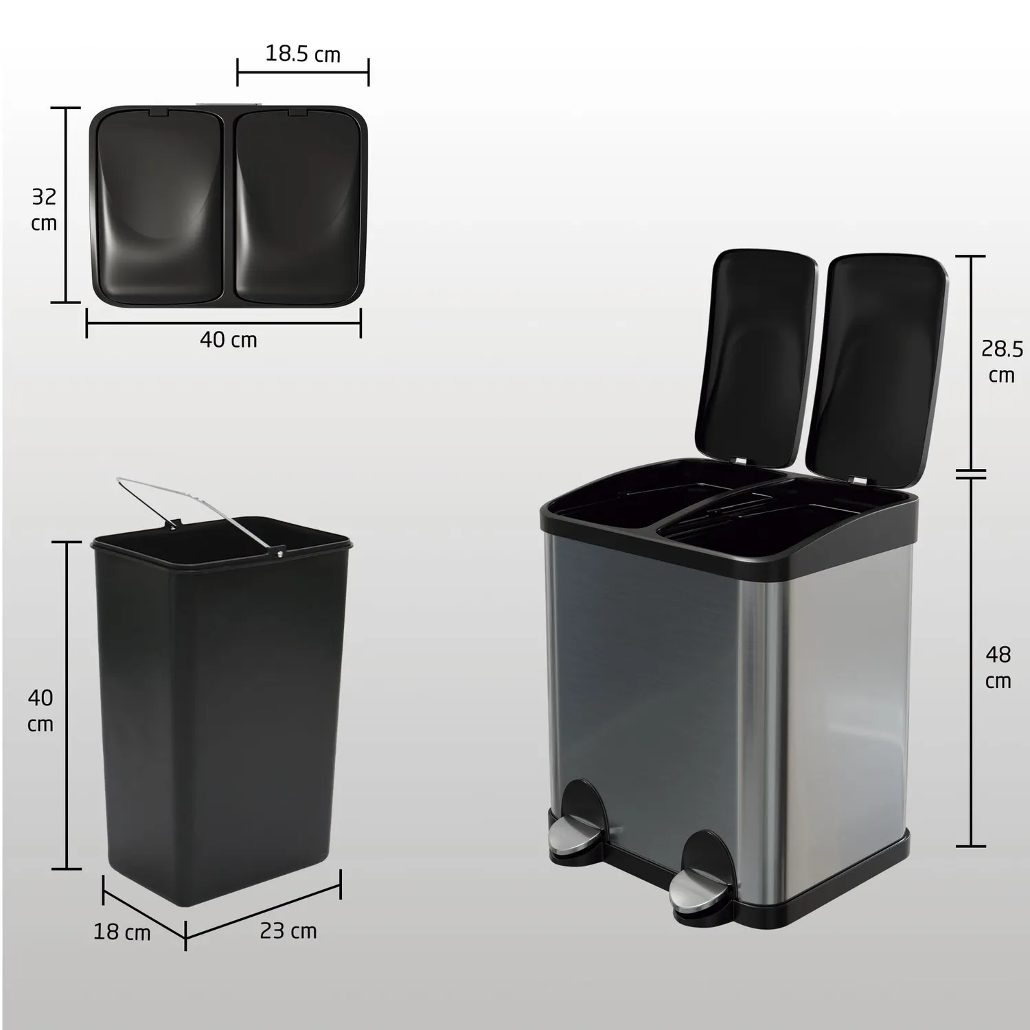 Amig Recik2 Pattumiera Doppia Pedale 2x15 L Inox Anti-impronta