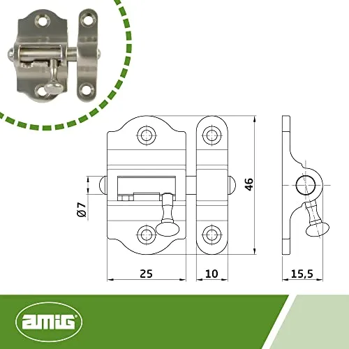 Amig Mod.720 catenaccio porta 25x46 mm ottone cromato