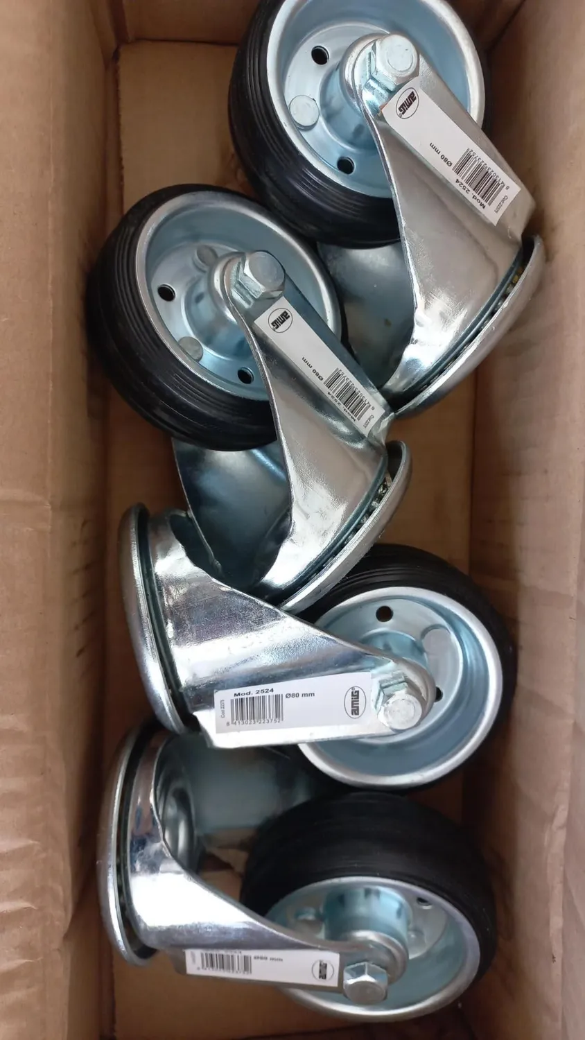 Amig Set 4 Ruote Girevoli Ø80 mm Foro 12,5 mm