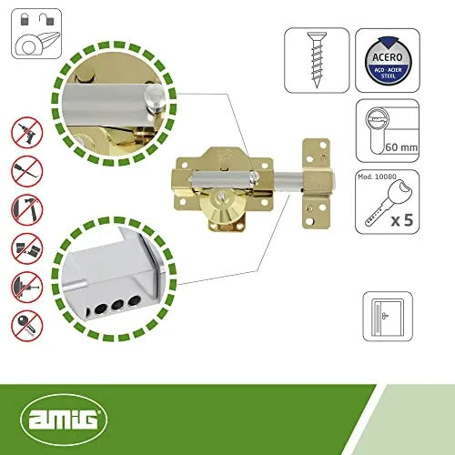 Amig 8 Plus serratura sovrapposizione oro 90x154 mm