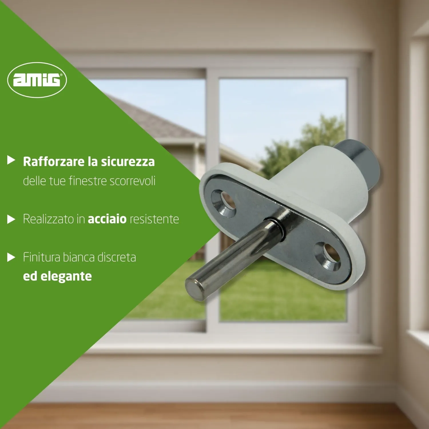 Amig Mod.45 serratura finestre scorrevoli bianco 53x23 mm acciaio