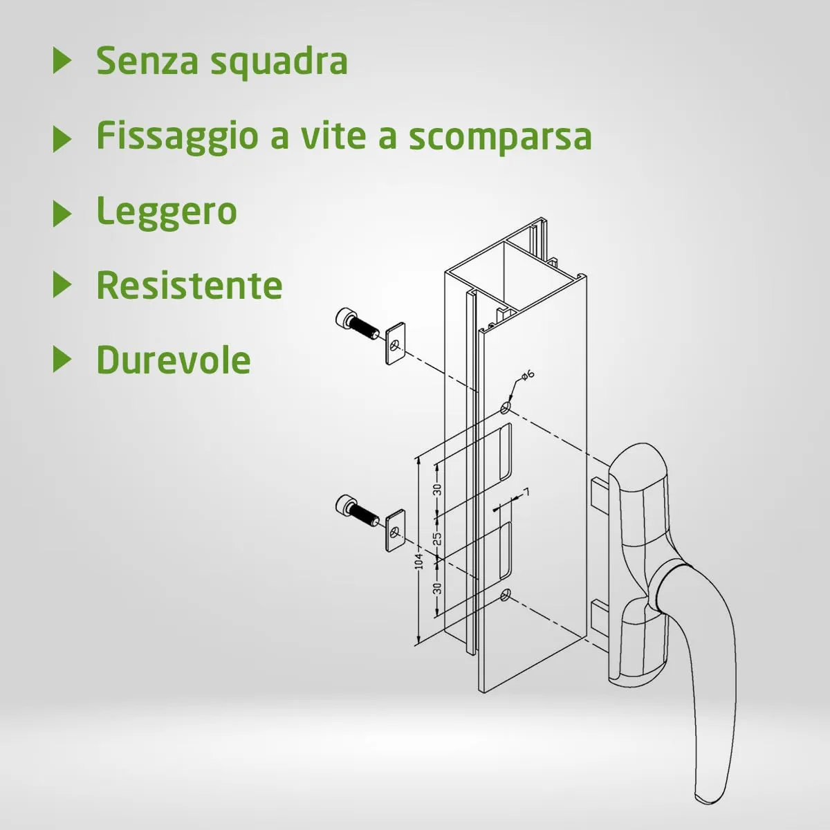 Amig maniglia finestra laterale bianca 172x27x59 mm