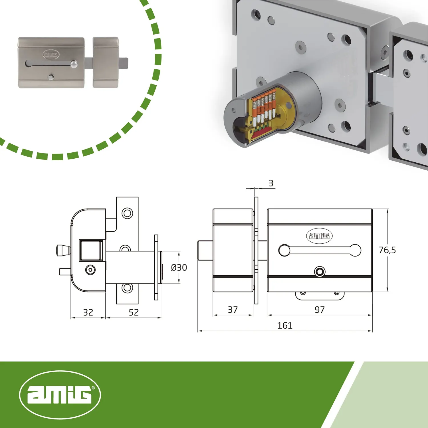 Amig 15 Plus Serratura Sovrapposizione 98x77 mm Cromata