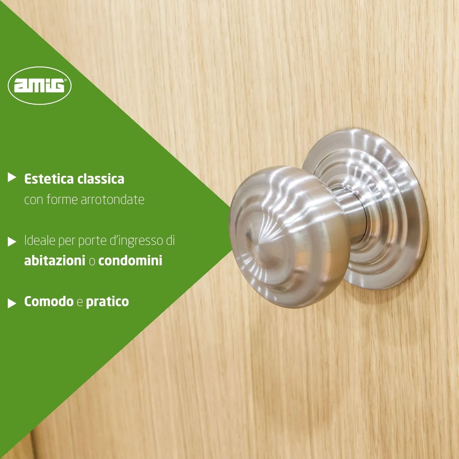 Amig pomello porta cromo opaco 70 mm acciaio