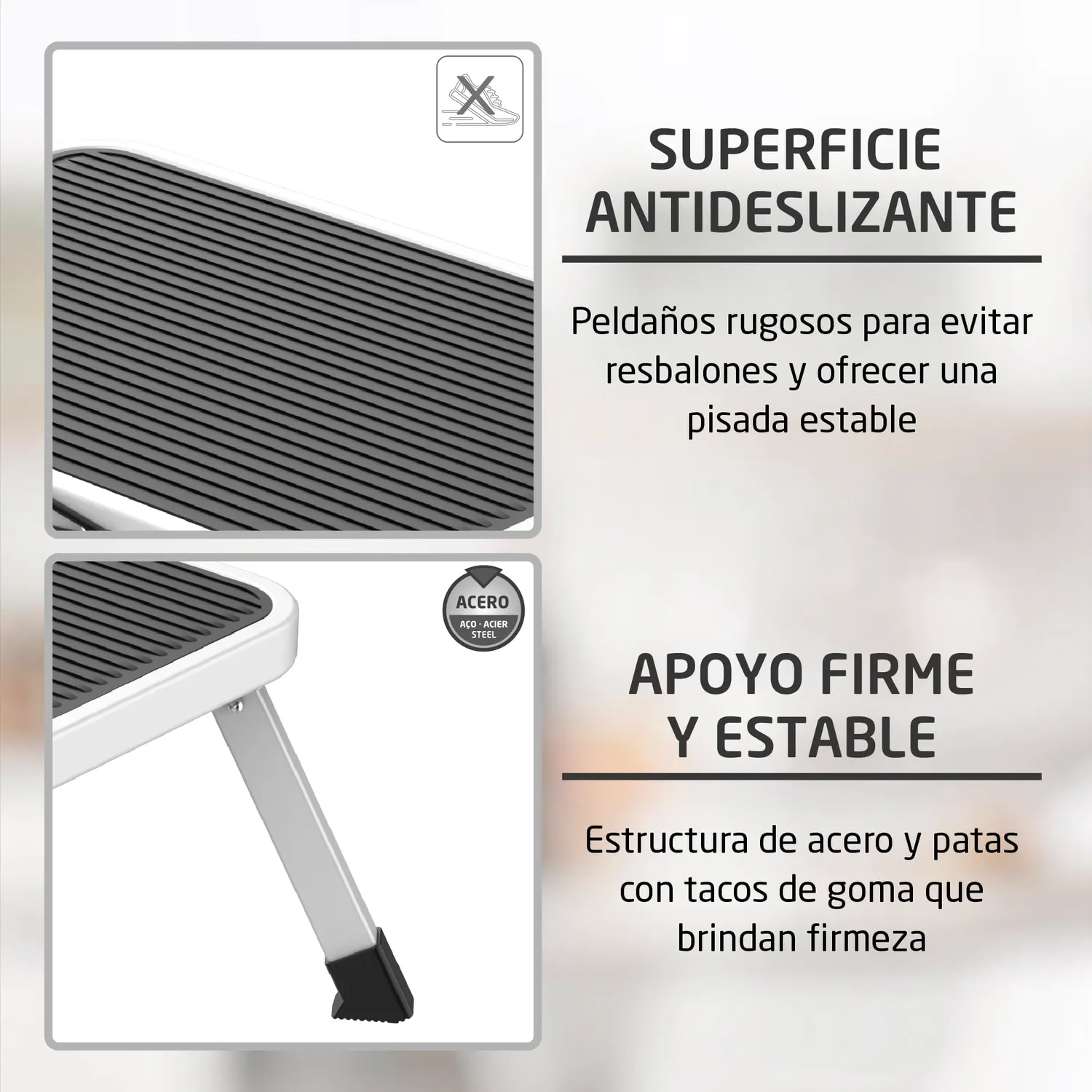 Amig sgabello pieghevole 1 gradino bianco 150 kg