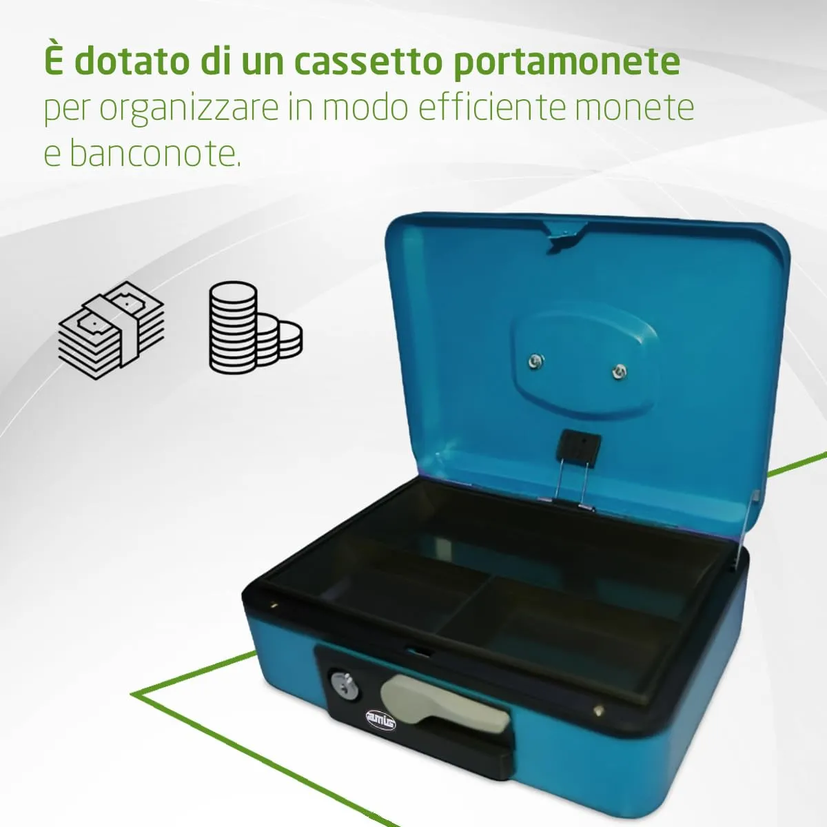 Amig Cassetta Portavalori Blu 230x185x80 mm Acciaio